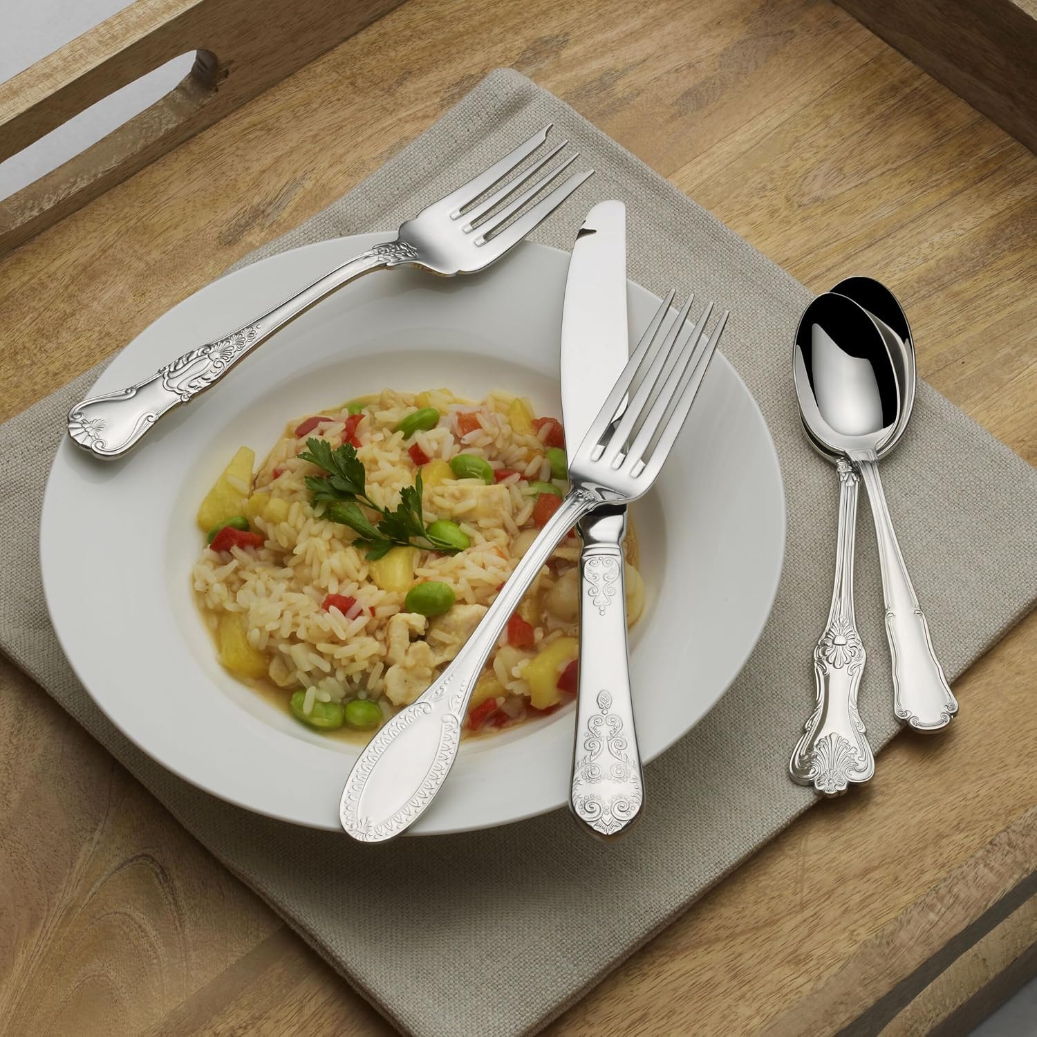 Wallace Hotel 77-Piece Flatware Set – Silver – Steak Sets