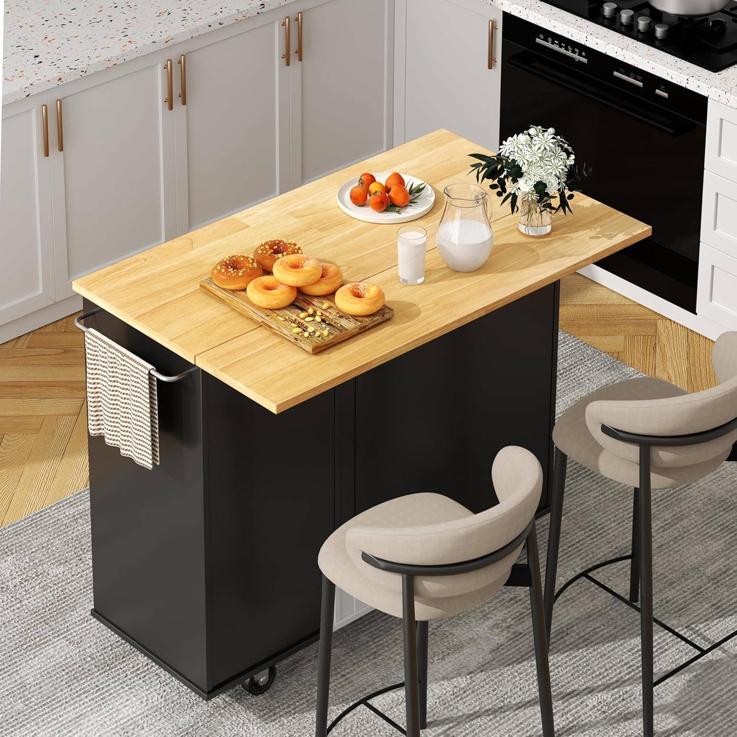 Alyxandra Kitchen Island – Black – Bar & Serving Carts
