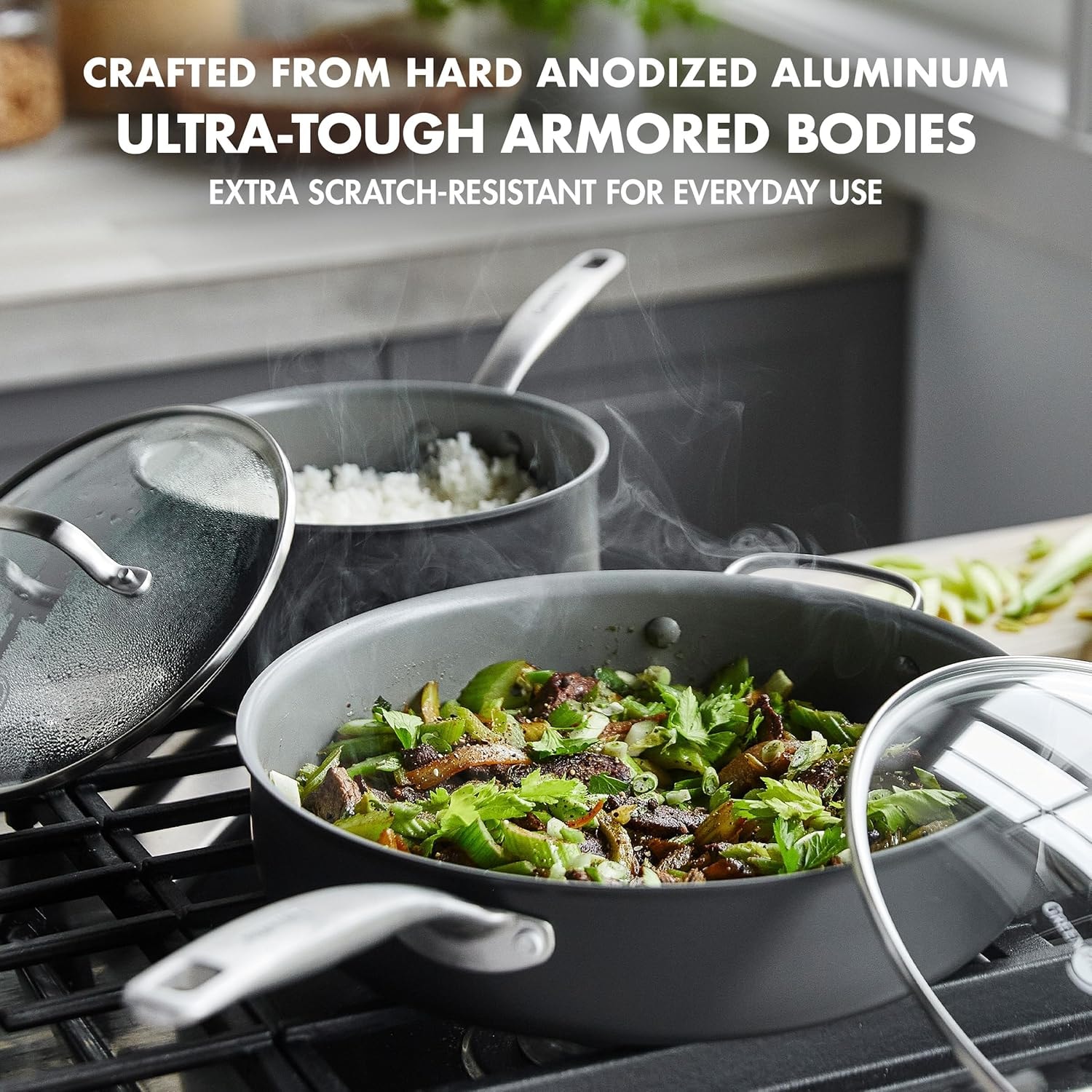 GreenPan Chatham Ceramic Nonstick 10-Piece Cookware Set – 5 liters – Gray – Cookware Sets