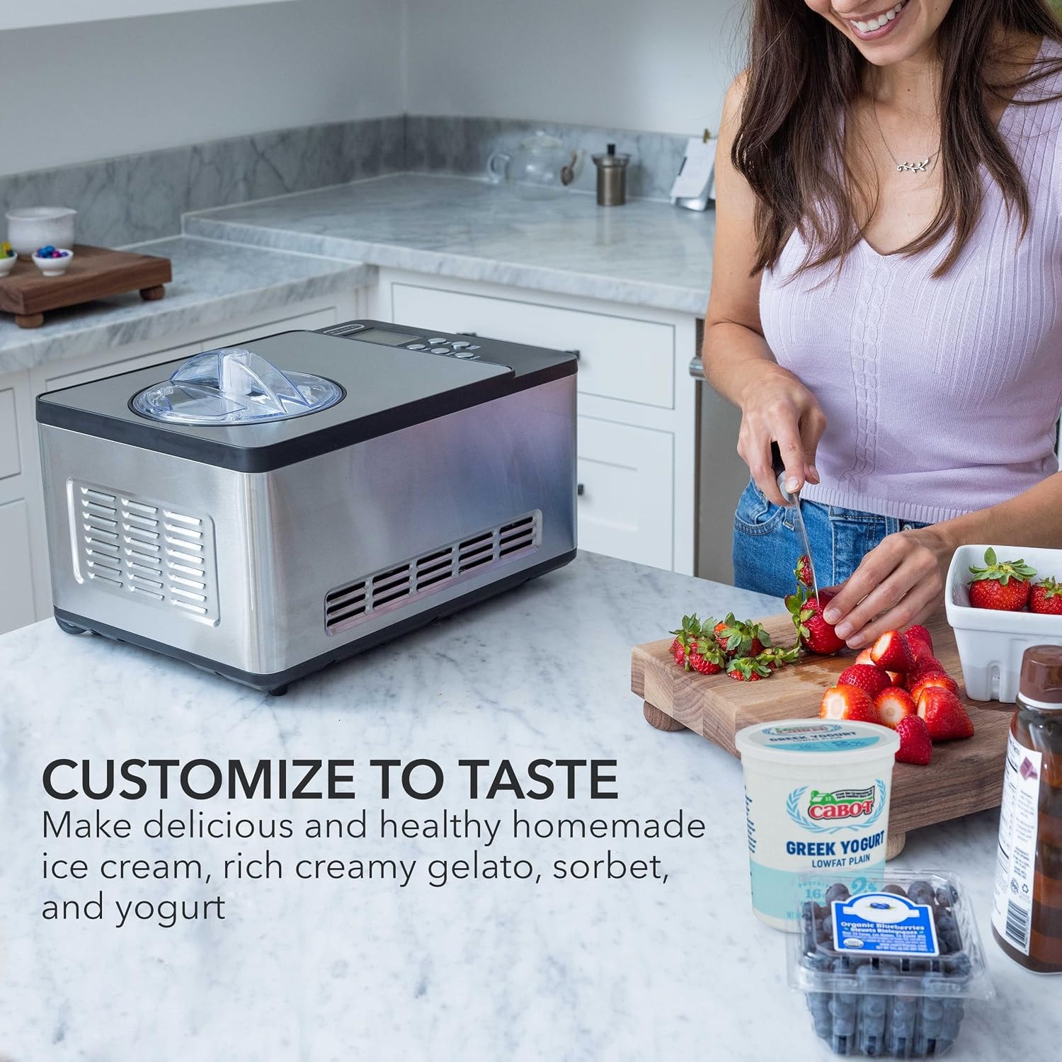 Watnature Automatic Ice Cream Maker VGJ0Z4FOS34E – 2 quarts – Stainless Steel – Ice Cream Machines