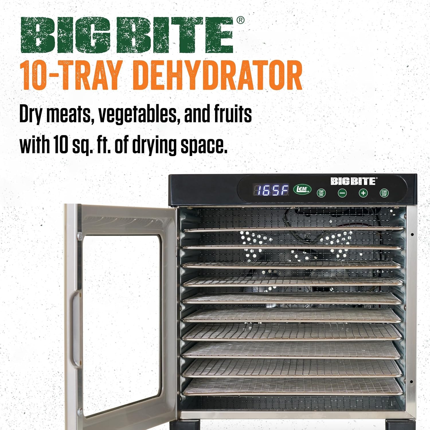 LEM BigBite 10-Tray Stainless Steel Dehydrator – Silver – Dehydrators