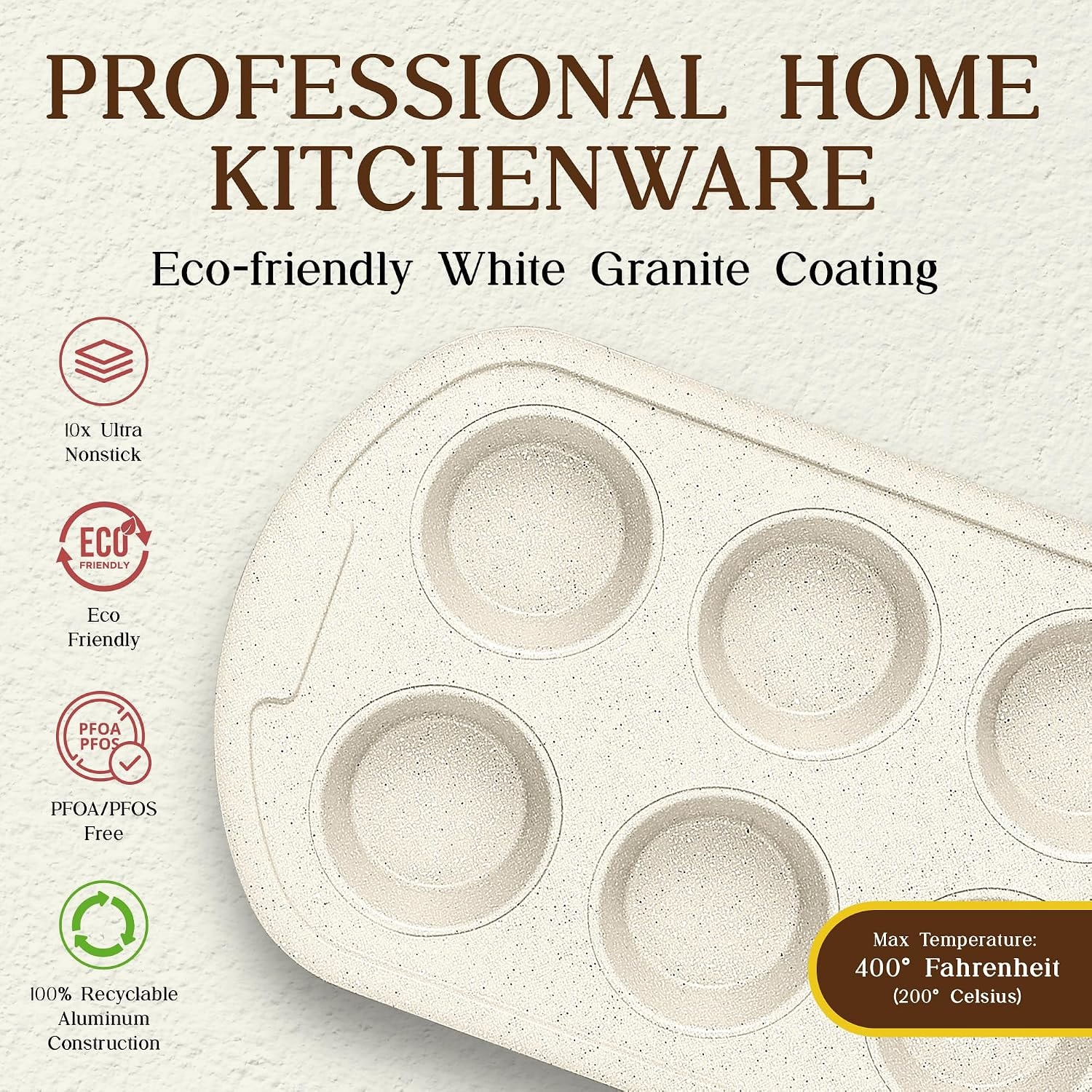Bakken Swiss 23-Piece Nonstick Cookware & Bakeware Set – 20 Pieces – Cream – Cookware Sets