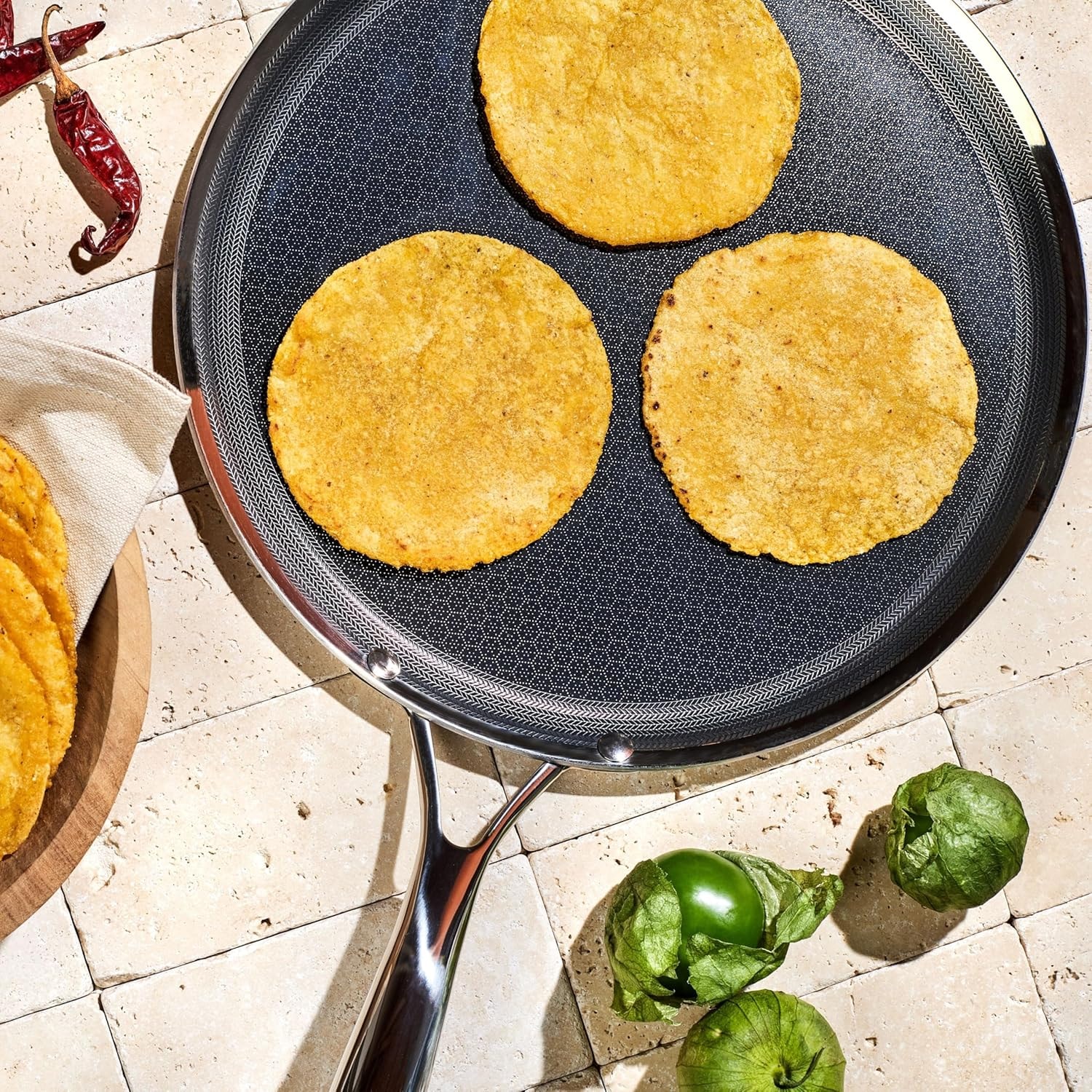 HexClad 12-Inch Hybrid Nonstick Griddle Pan – 0.5 quarts – Stainless Steel Color – Grill Pans