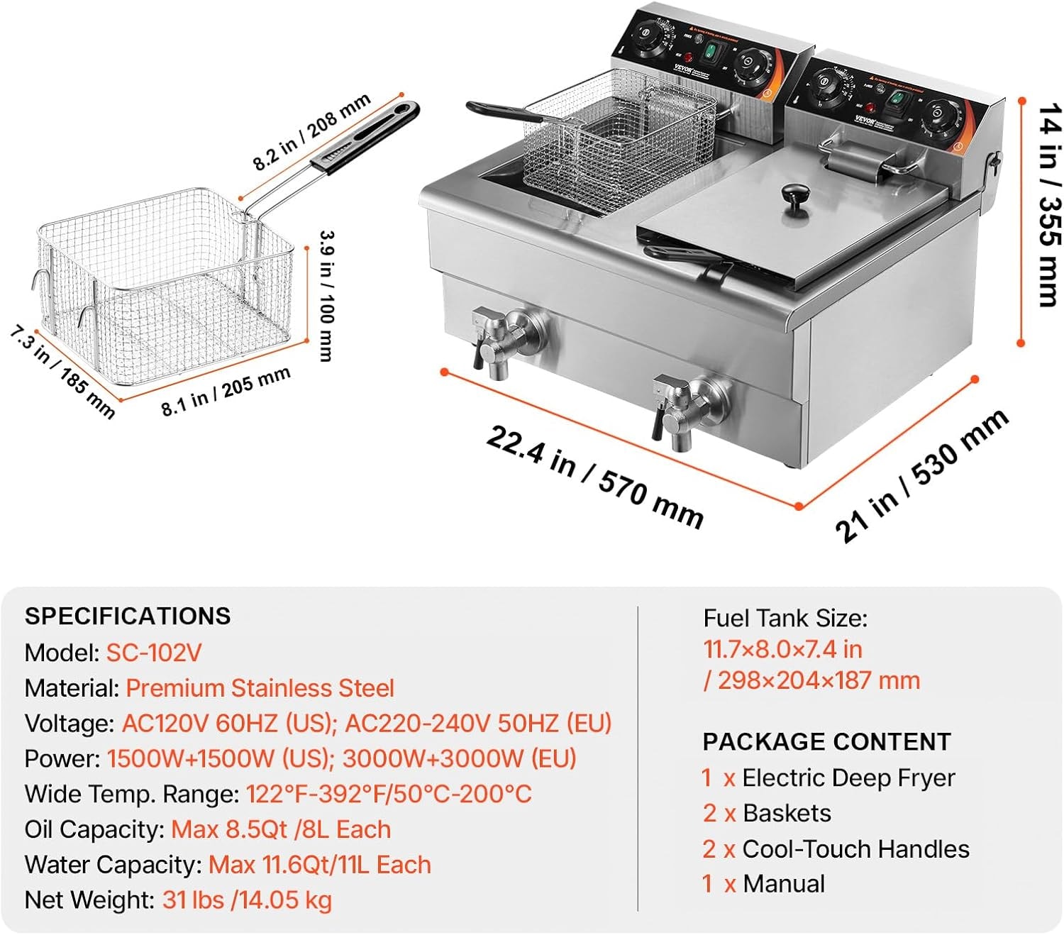 VEVOR Commercial Deep Fryer – Silver – Deep Fryers
