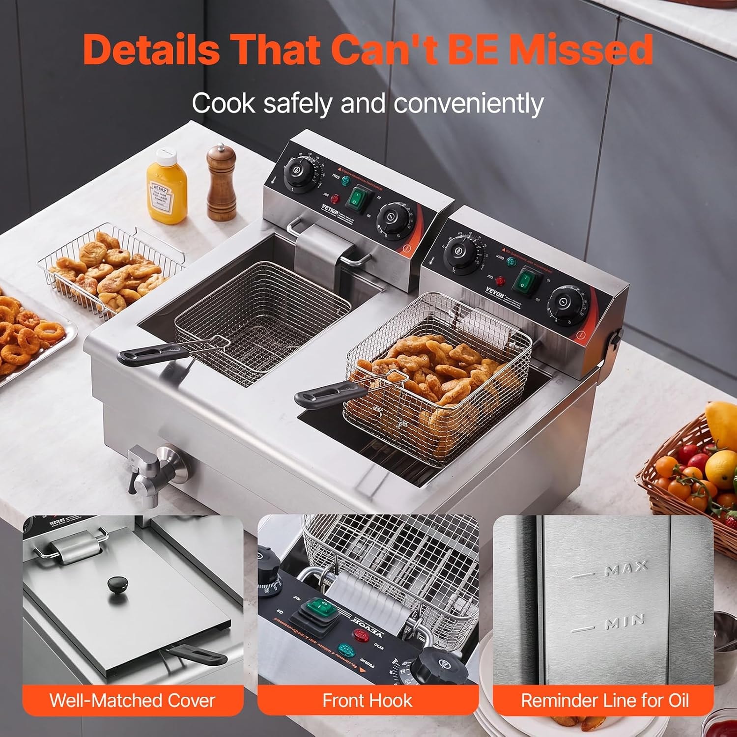 VEVOR Commercial Deep Fryer – Silver – Deep Fryers