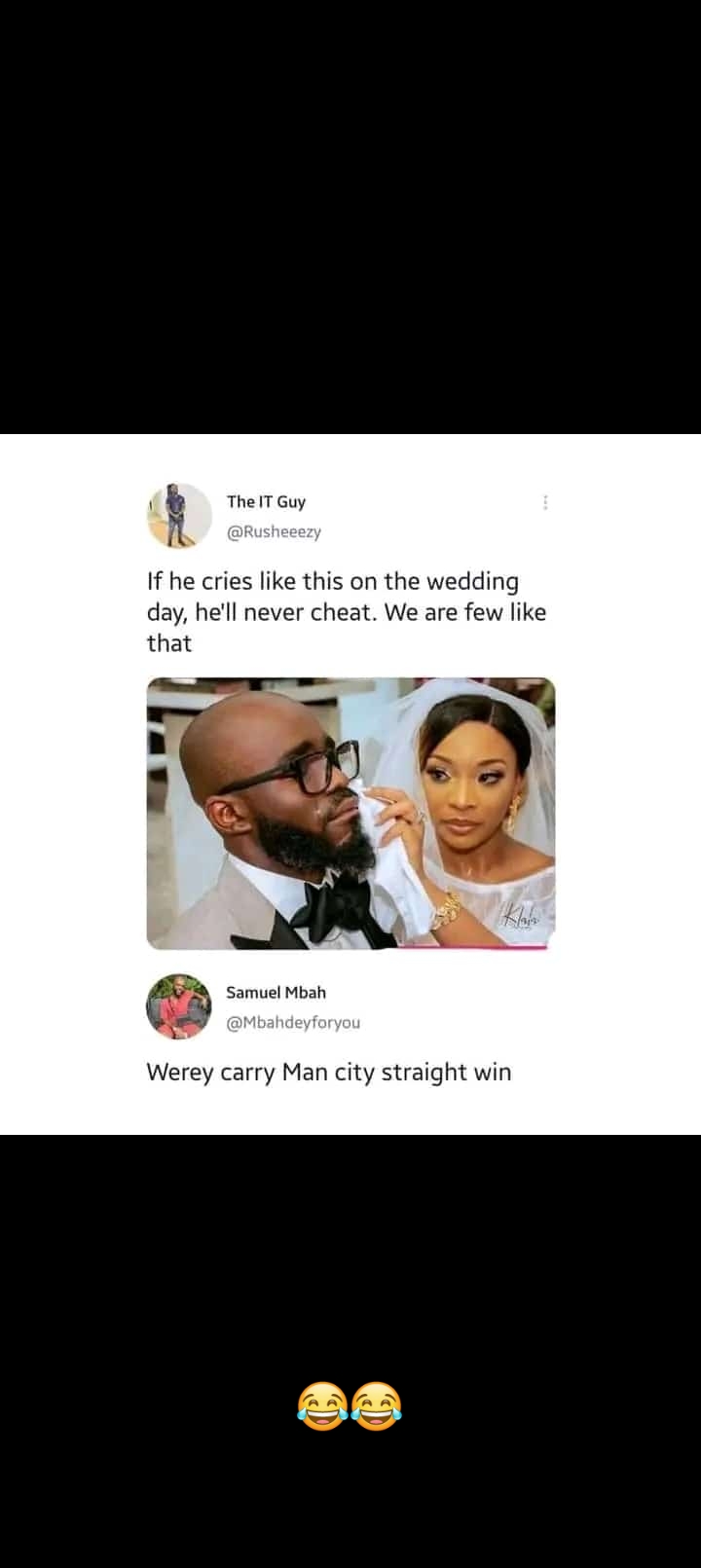 A man crying on his weeding day